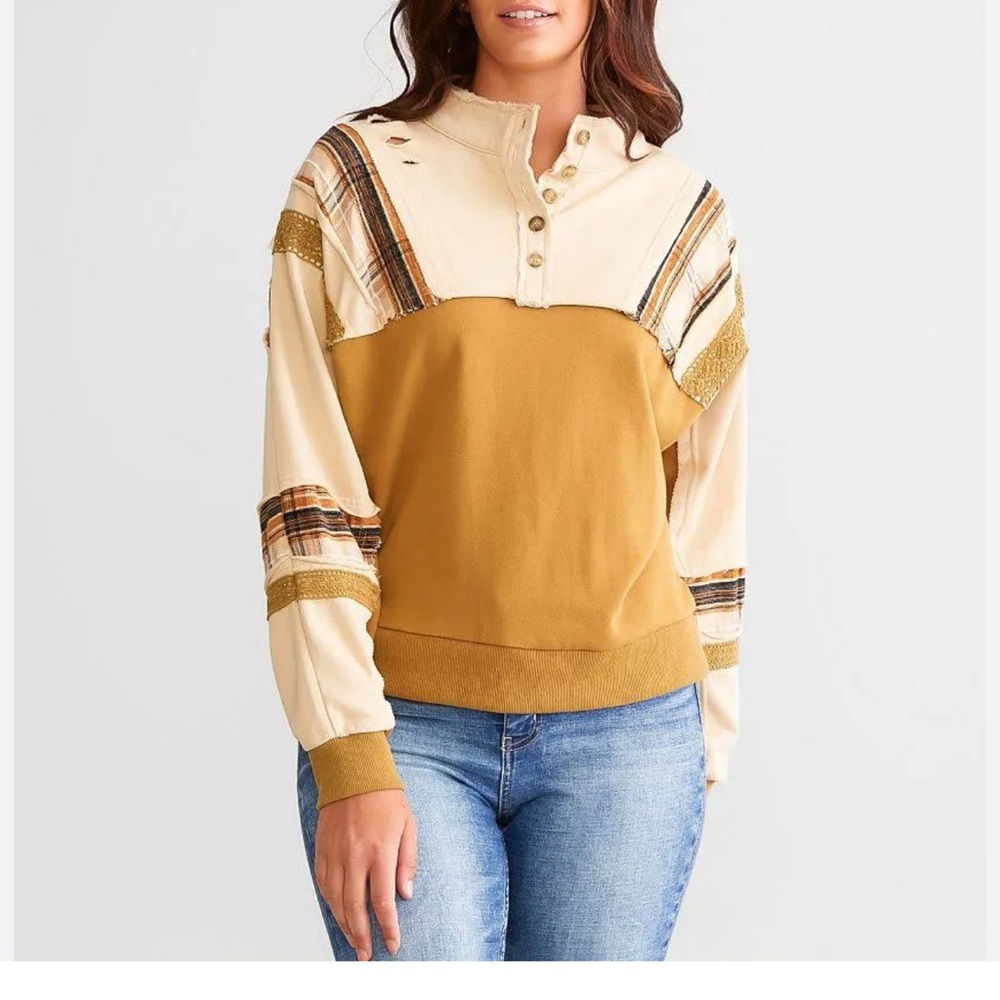 Stylish Mustard and Beige Women's Top - Picture 1 of 5